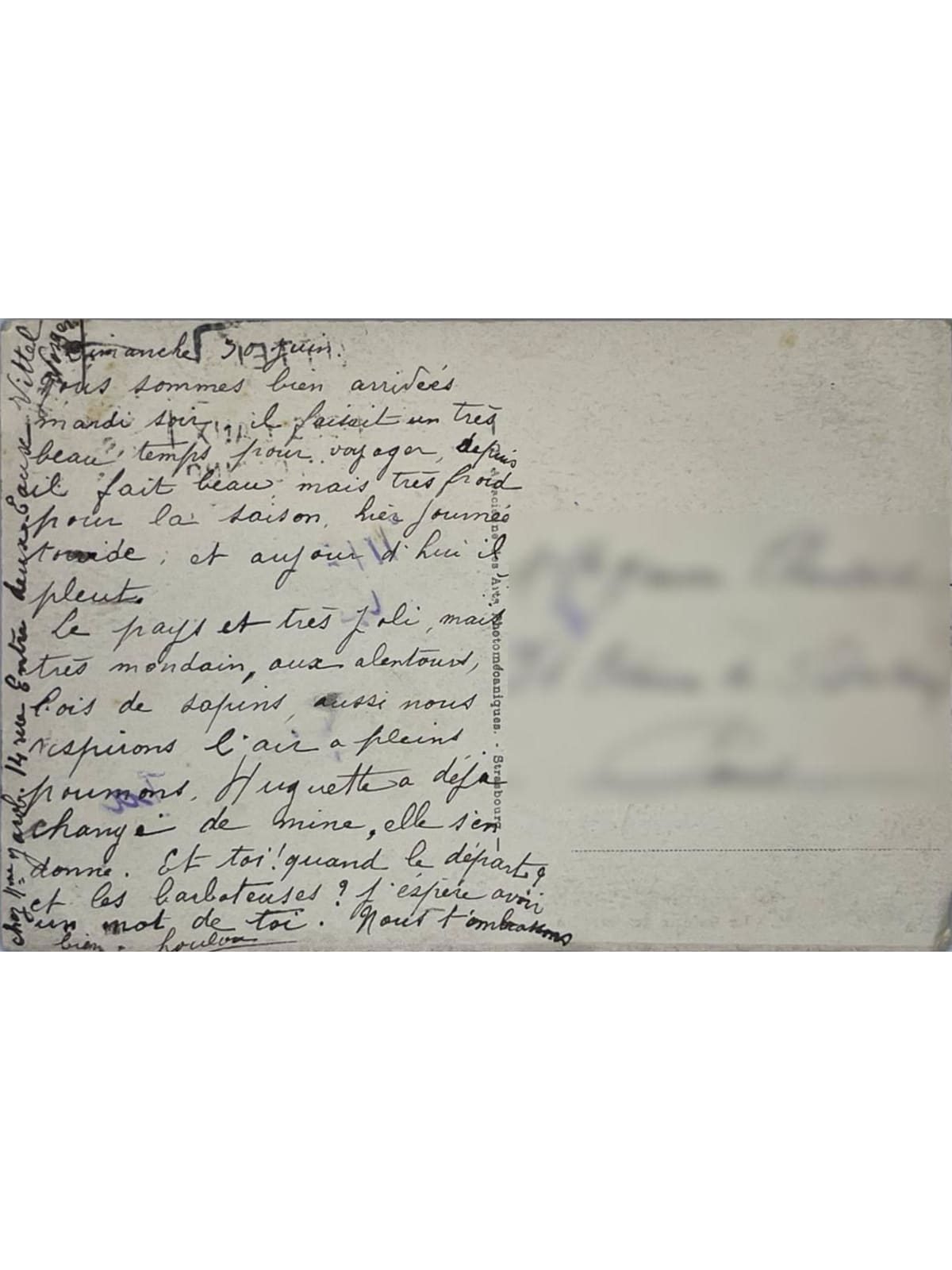 Verso de la carte postale