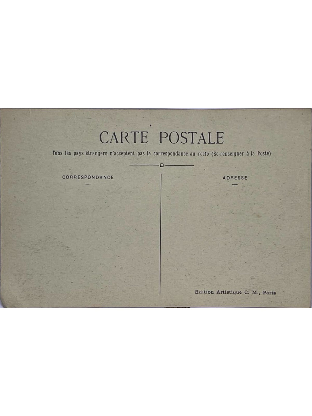 Verso de la carte postale