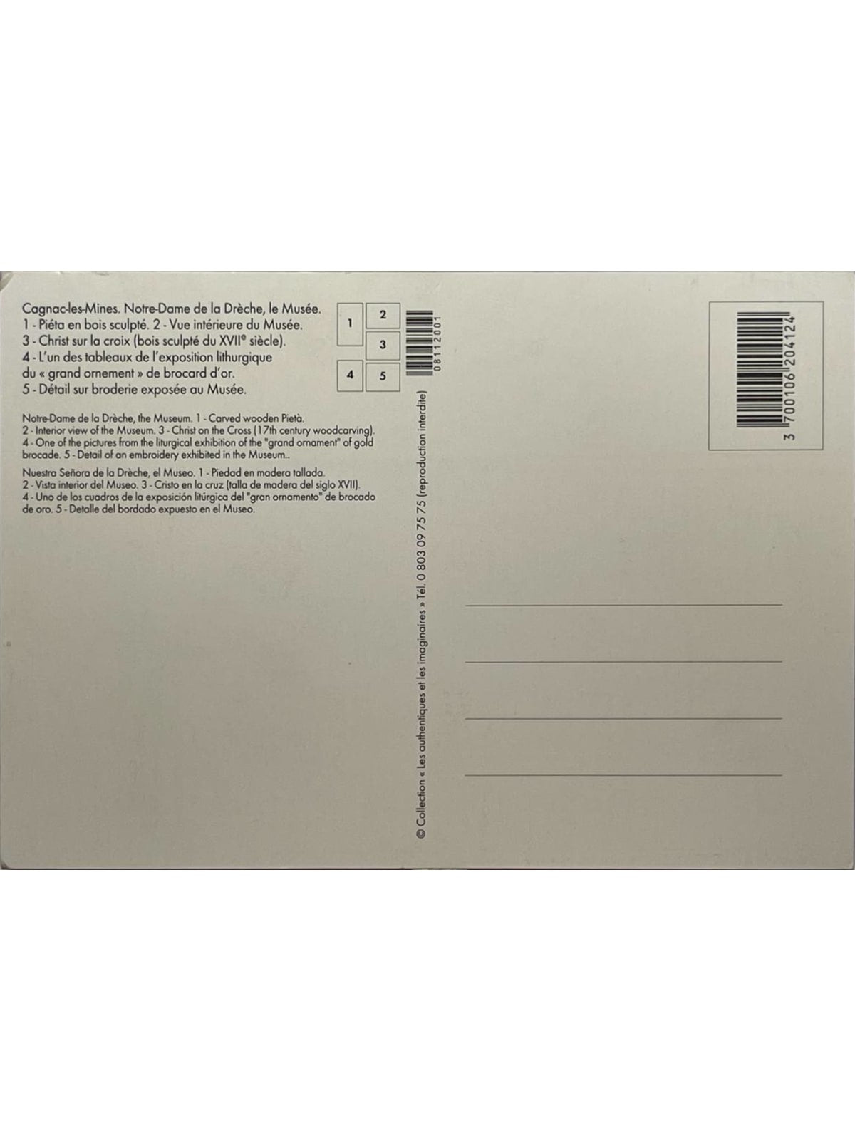 Verso de la carte postale