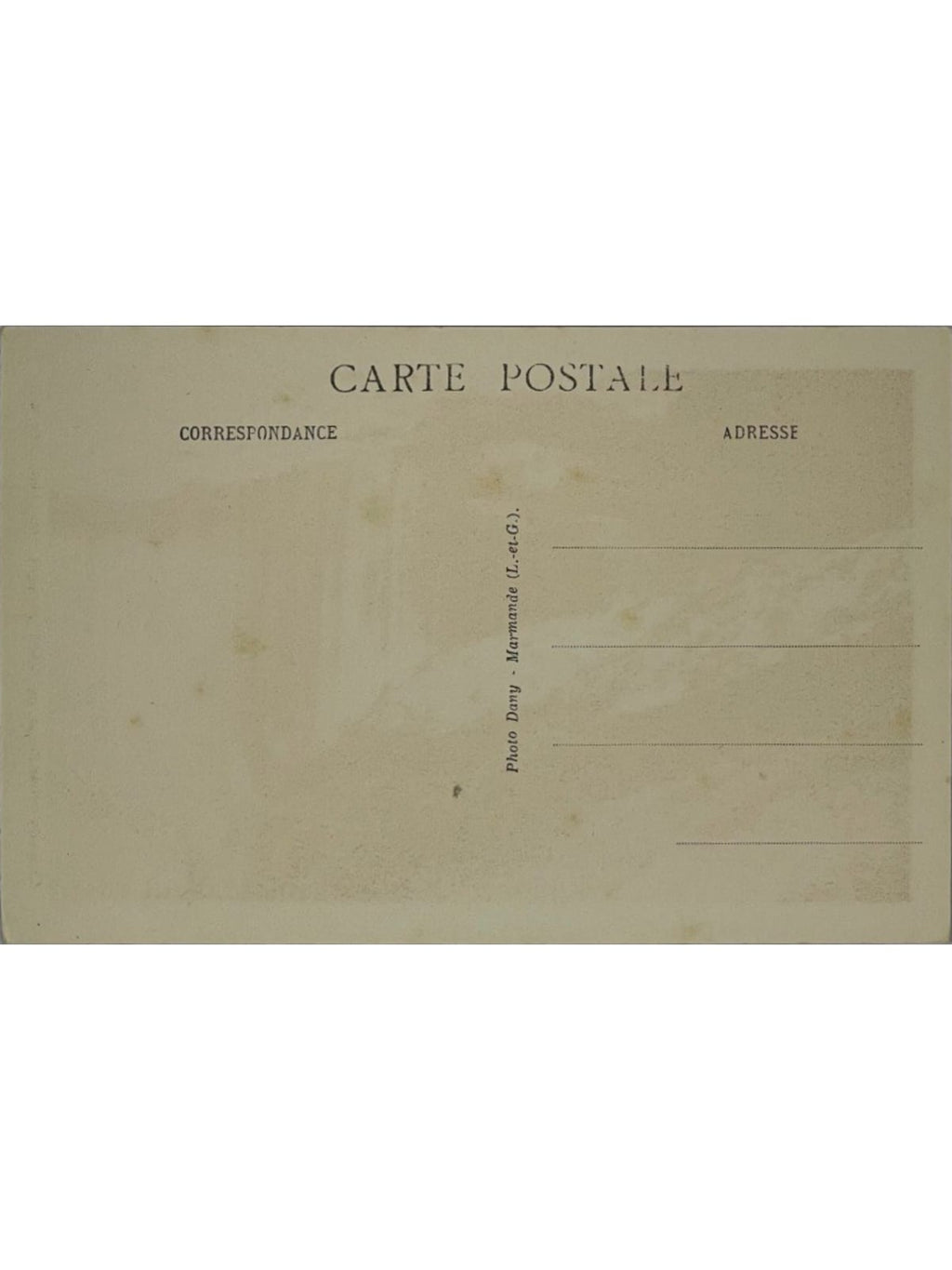 Verso de la carte postale
