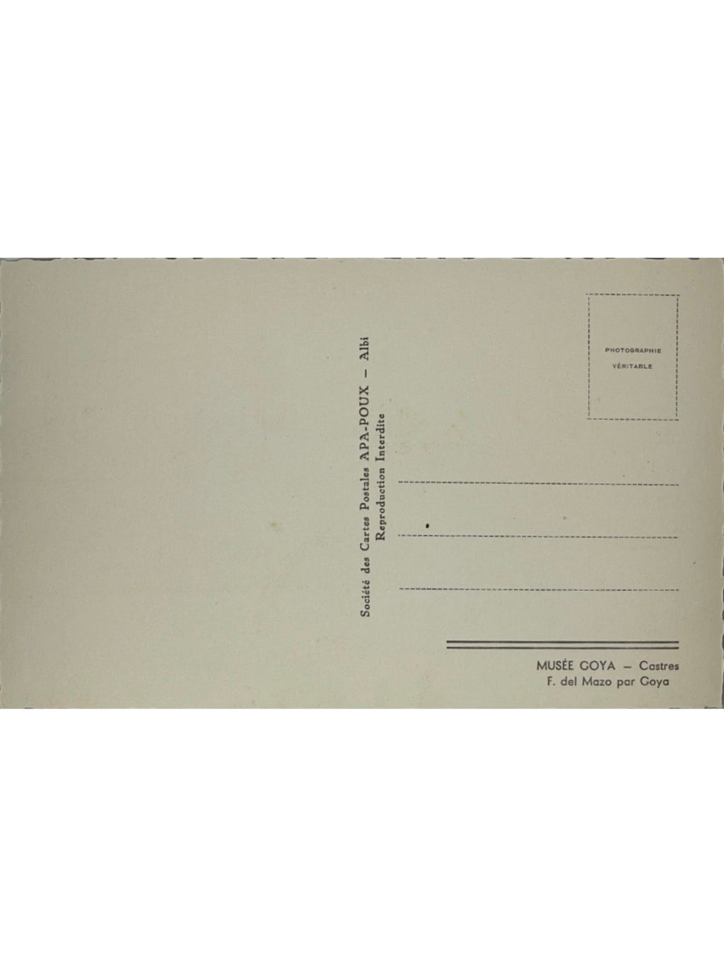 Verso de la carte postale