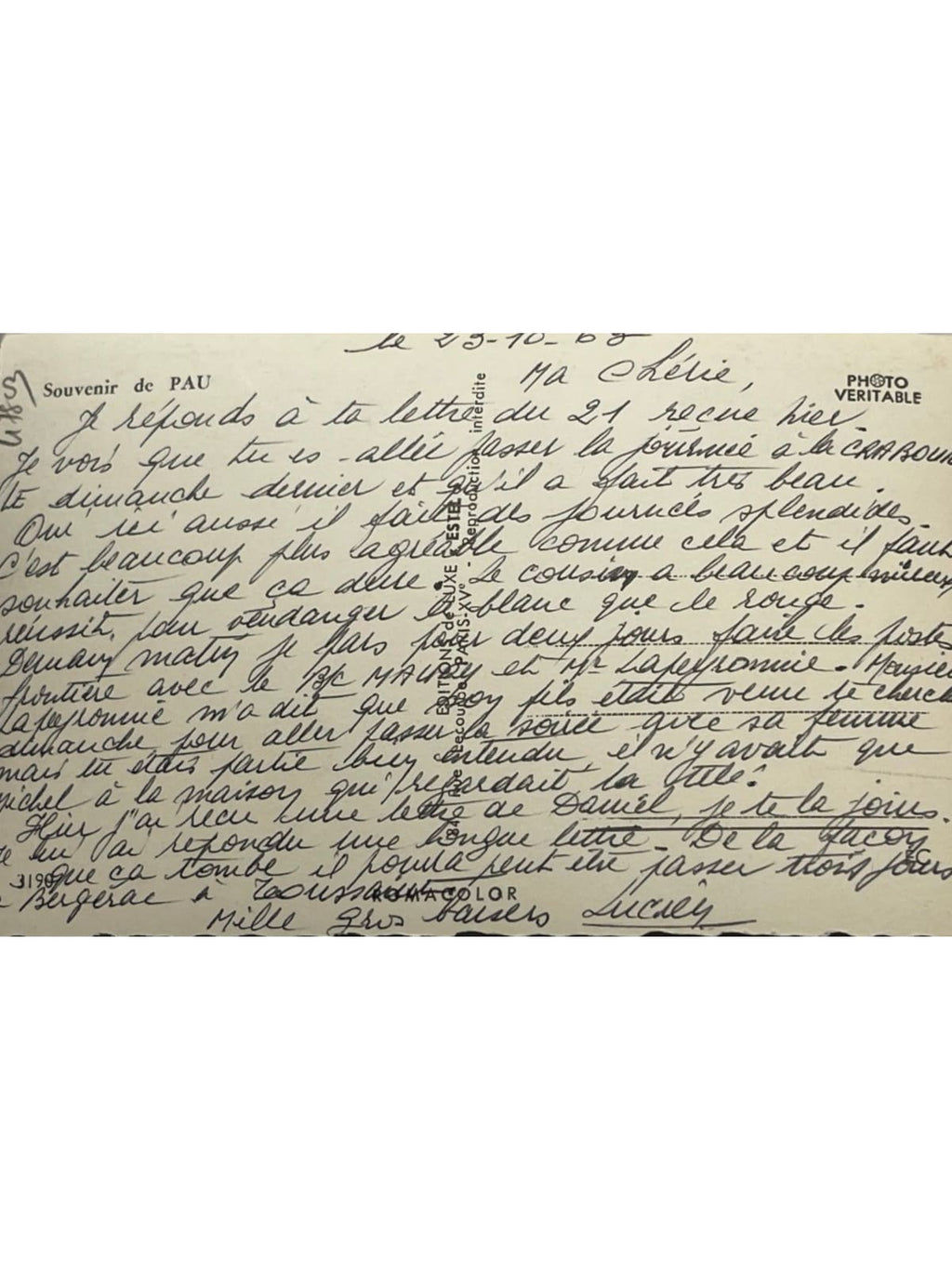Verso de la carte postale