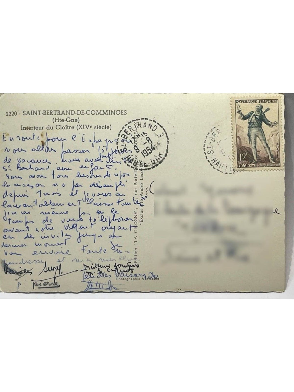 Verso de la carte postale