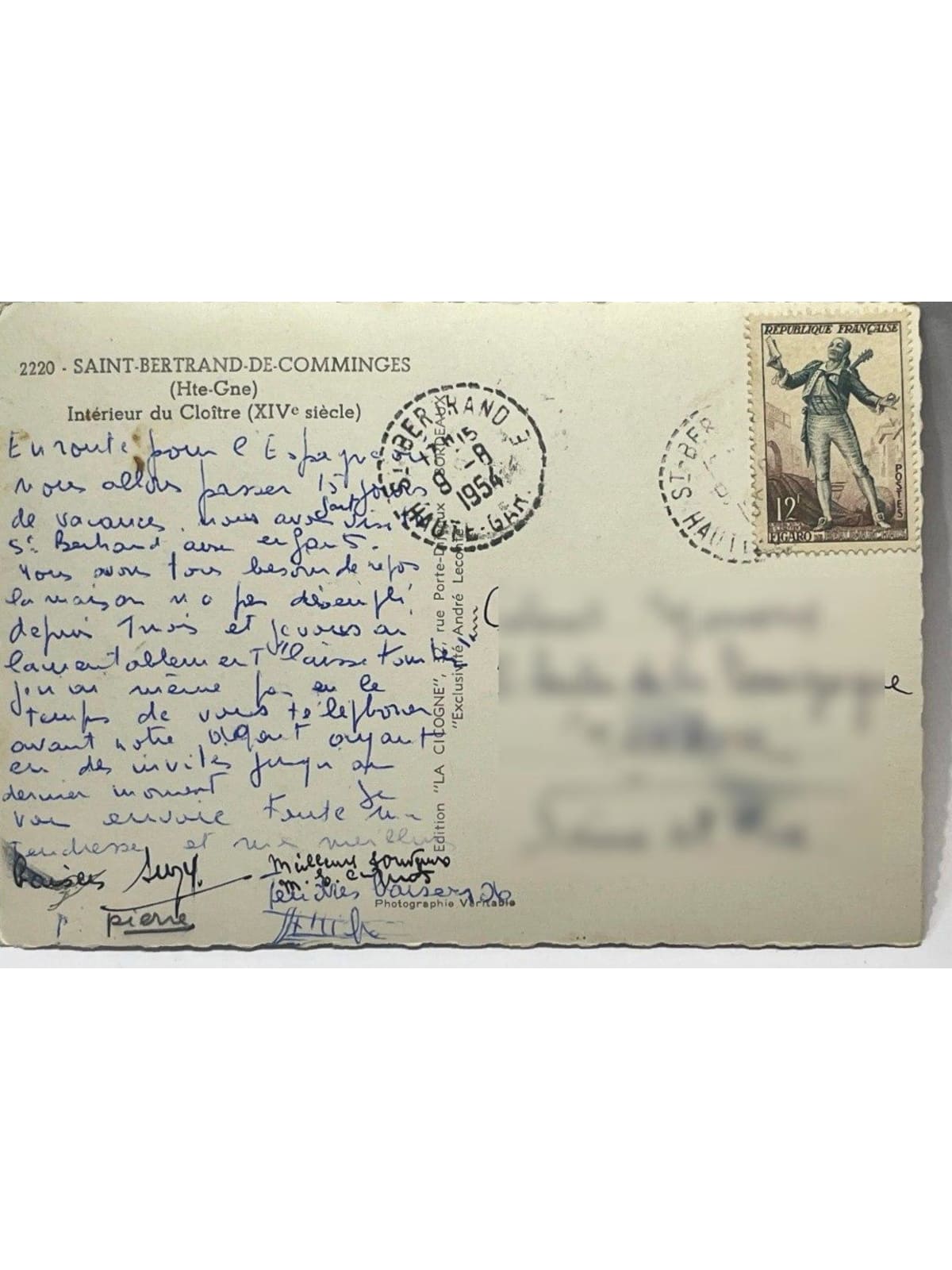 Verso de la carte postale