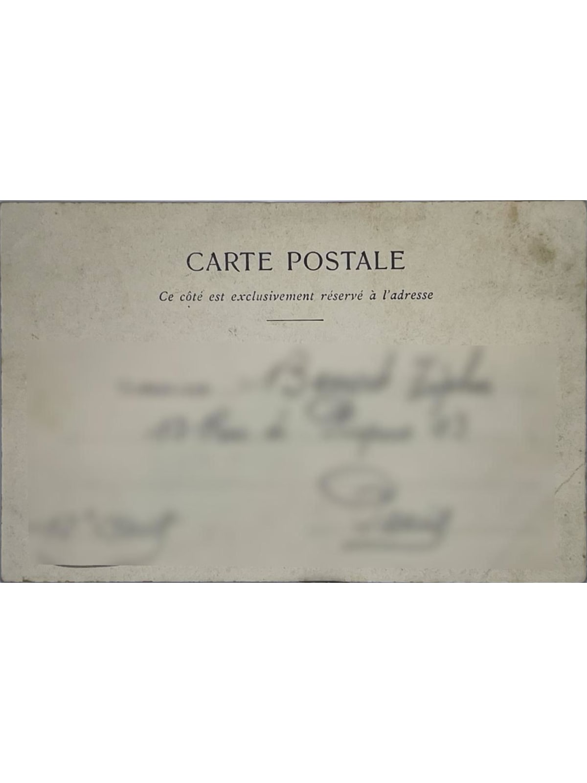 Verso de la carte postale