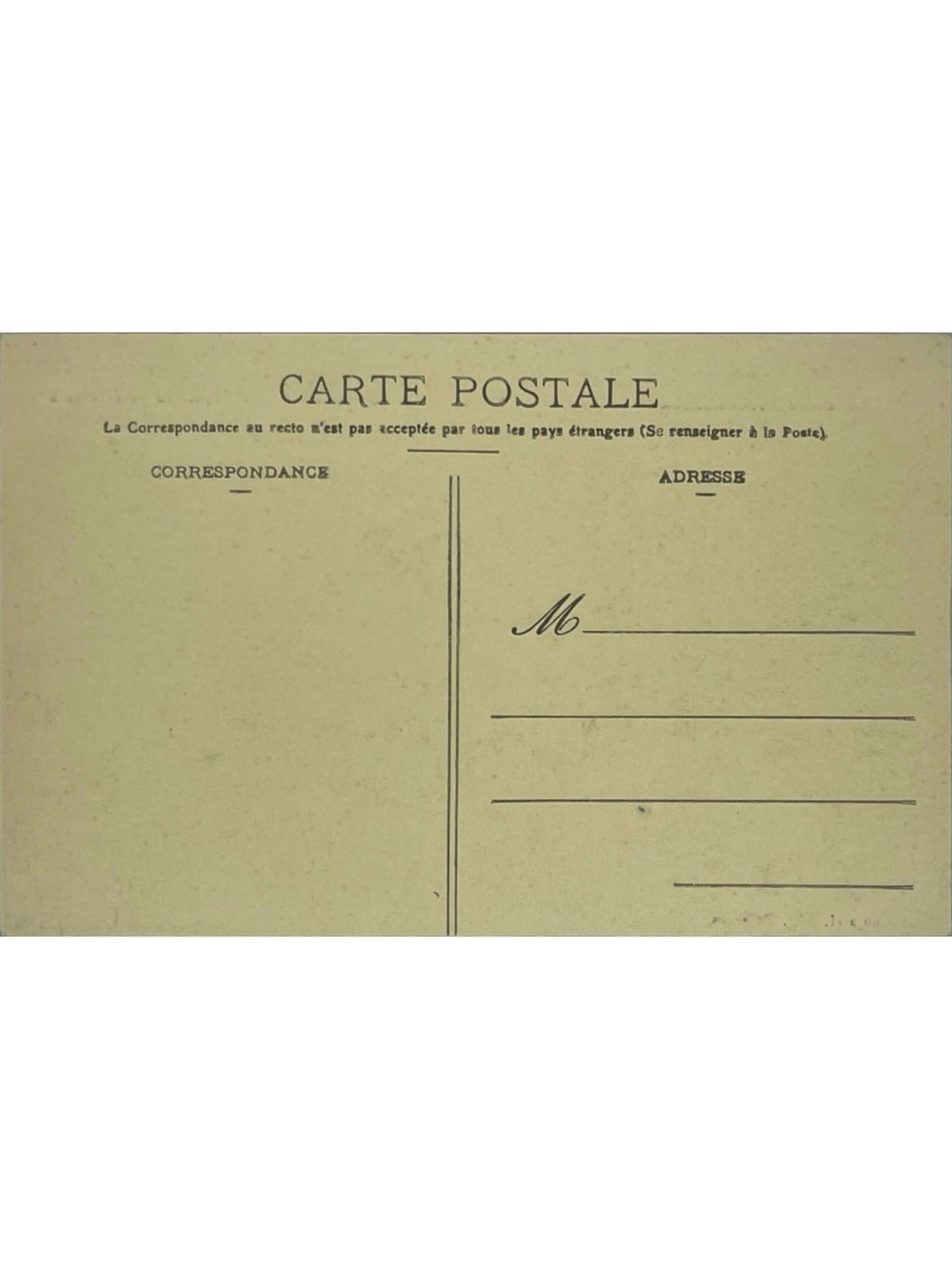 Verso de la carte postale