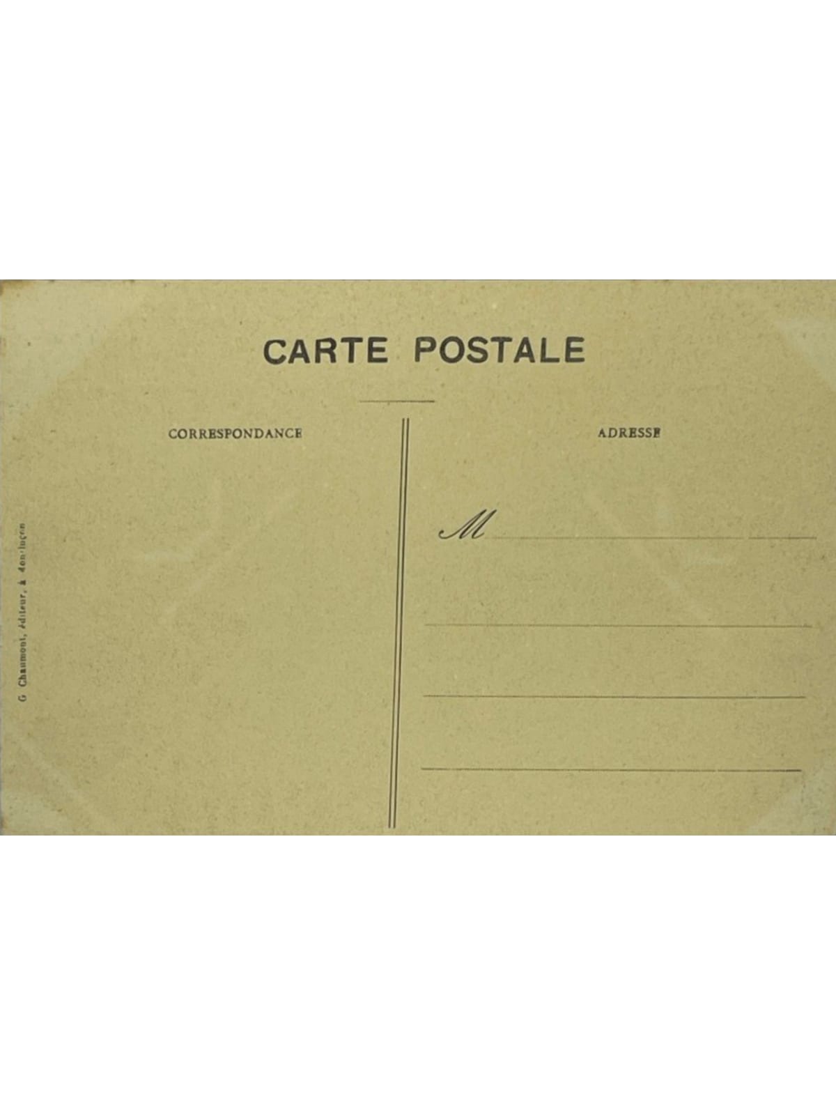 Verso de la carte postale