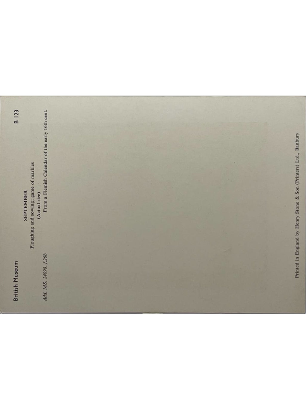 Verso de la carte postale