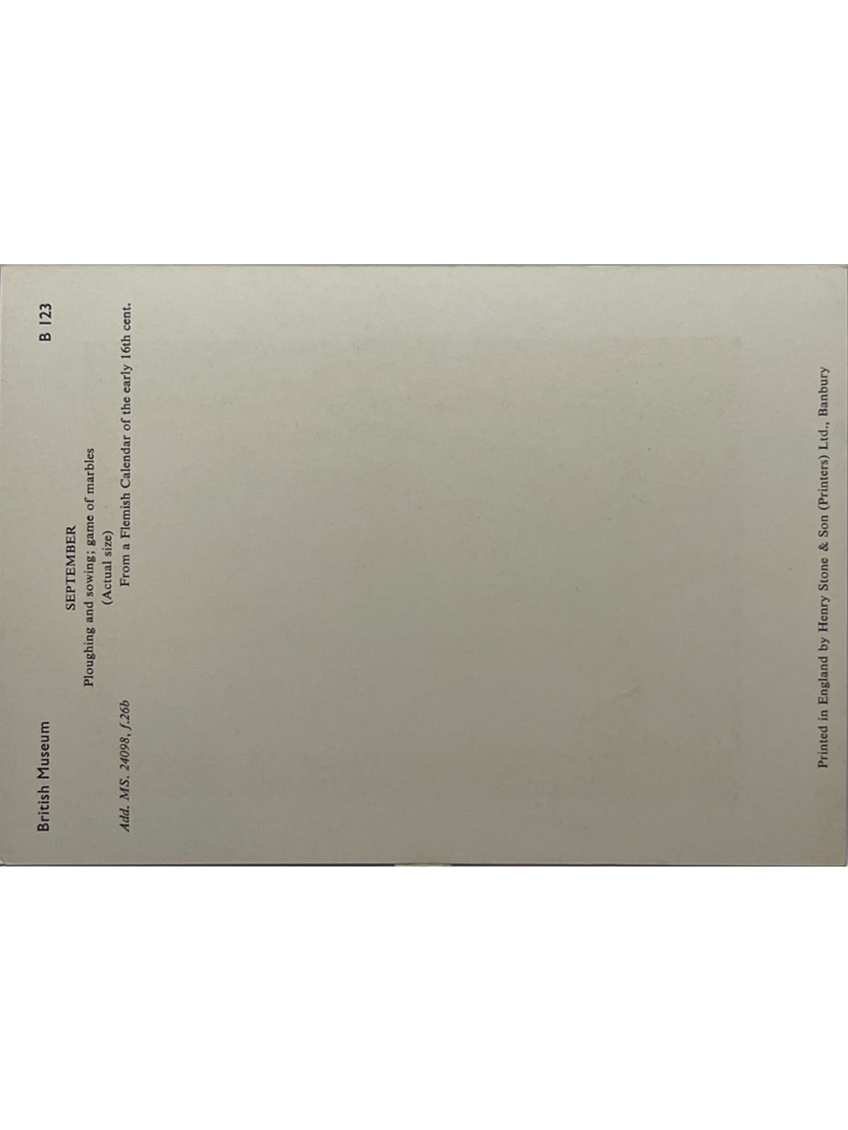 Verso de la carte postale