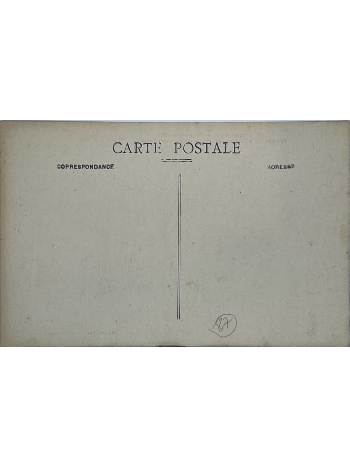 Verso de la carte postale