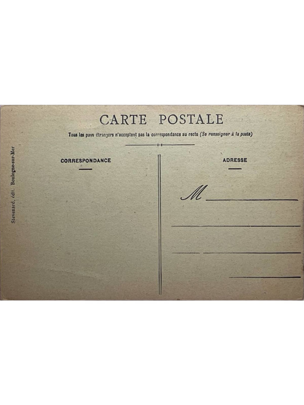 Verso de la carte postale