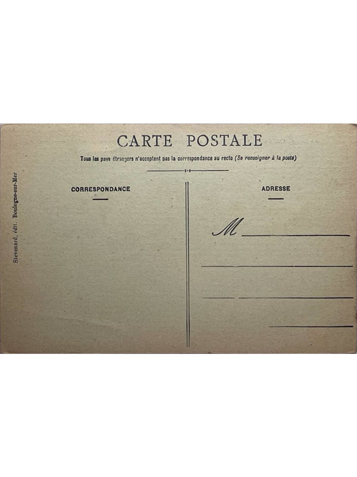Verso de la carte postale
