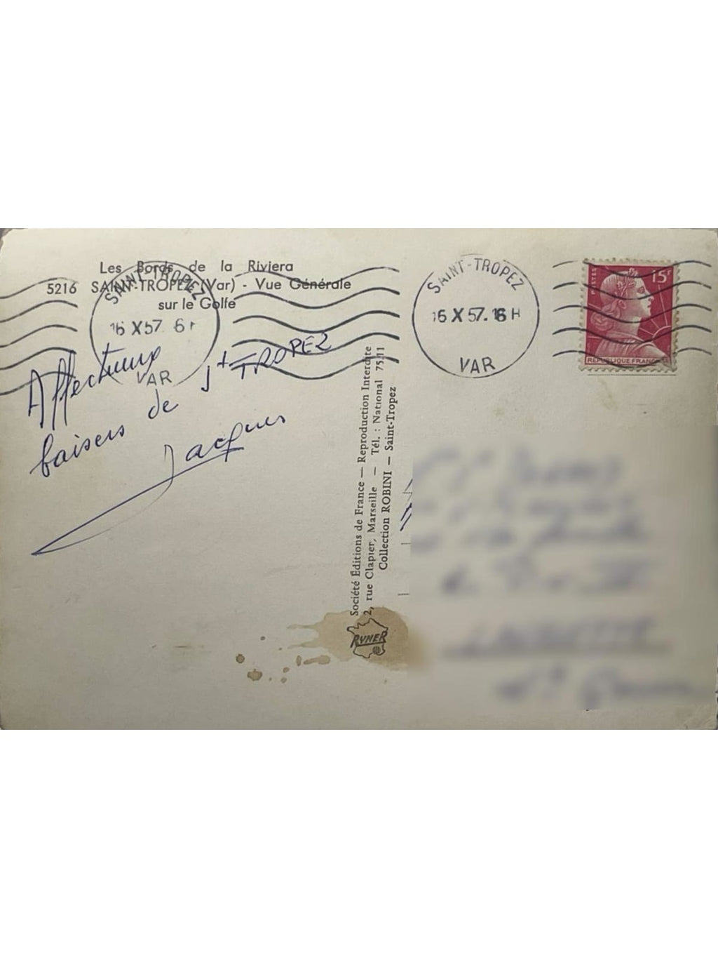 Verso de la carte postale