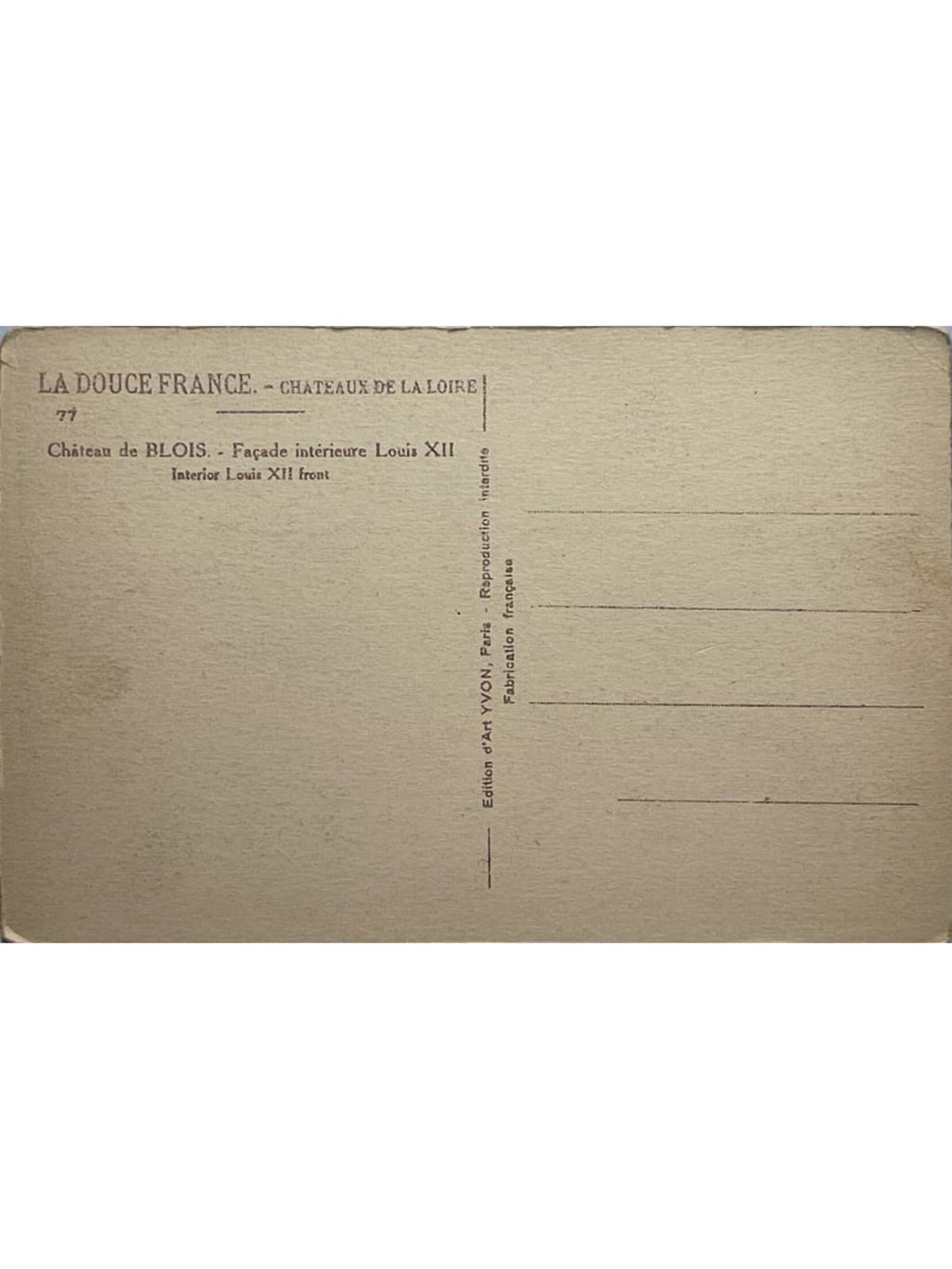 Verso de la carte postale