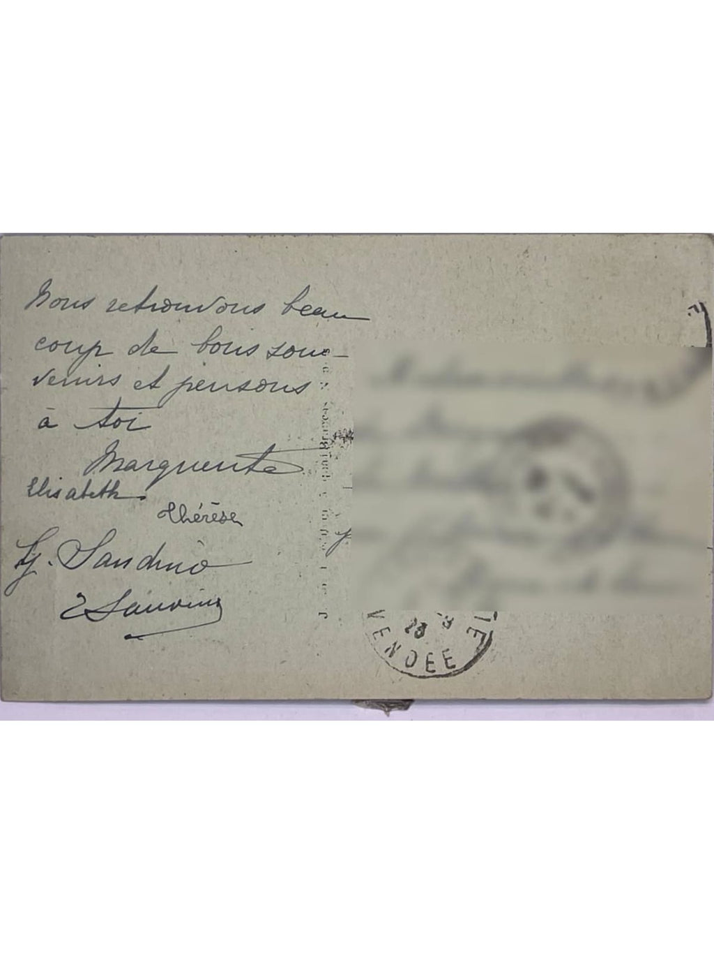 Verso de la carte postale