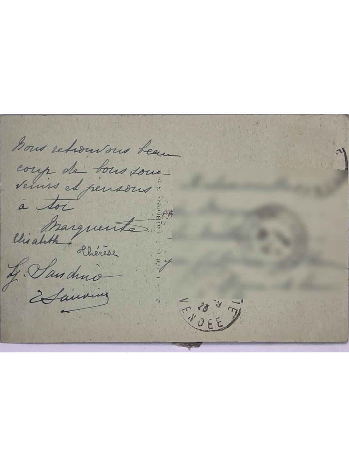 Verso de la carte postale