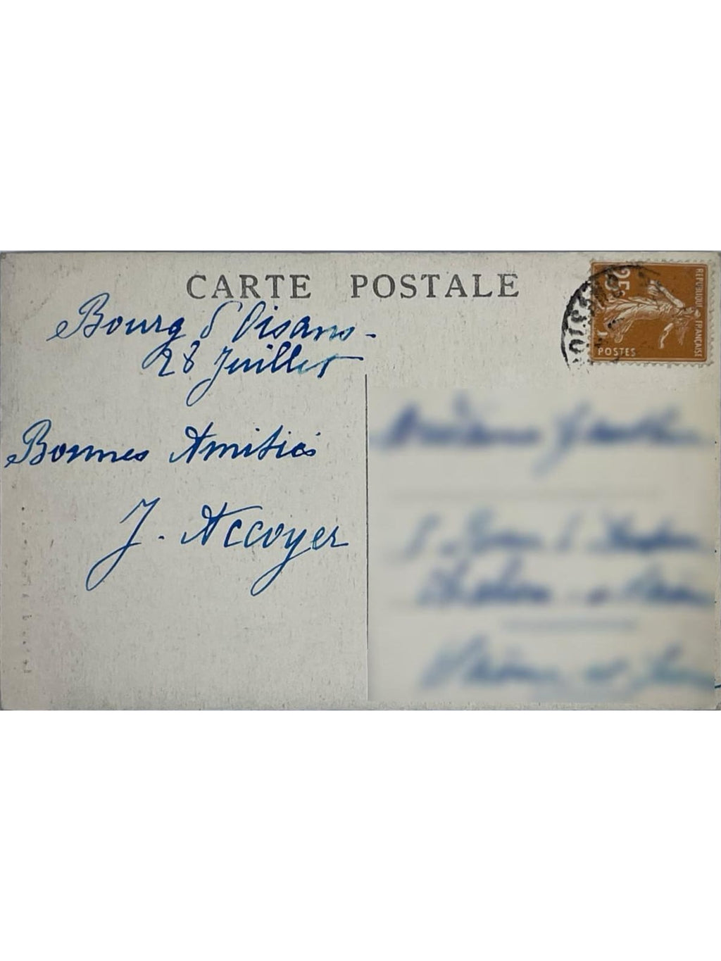 Verso de la carte postale