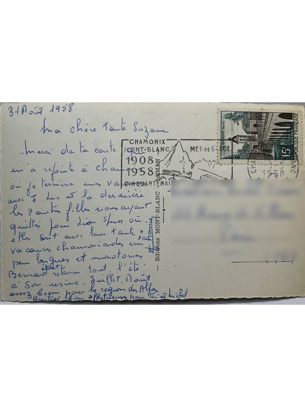 Verso de la carte postale