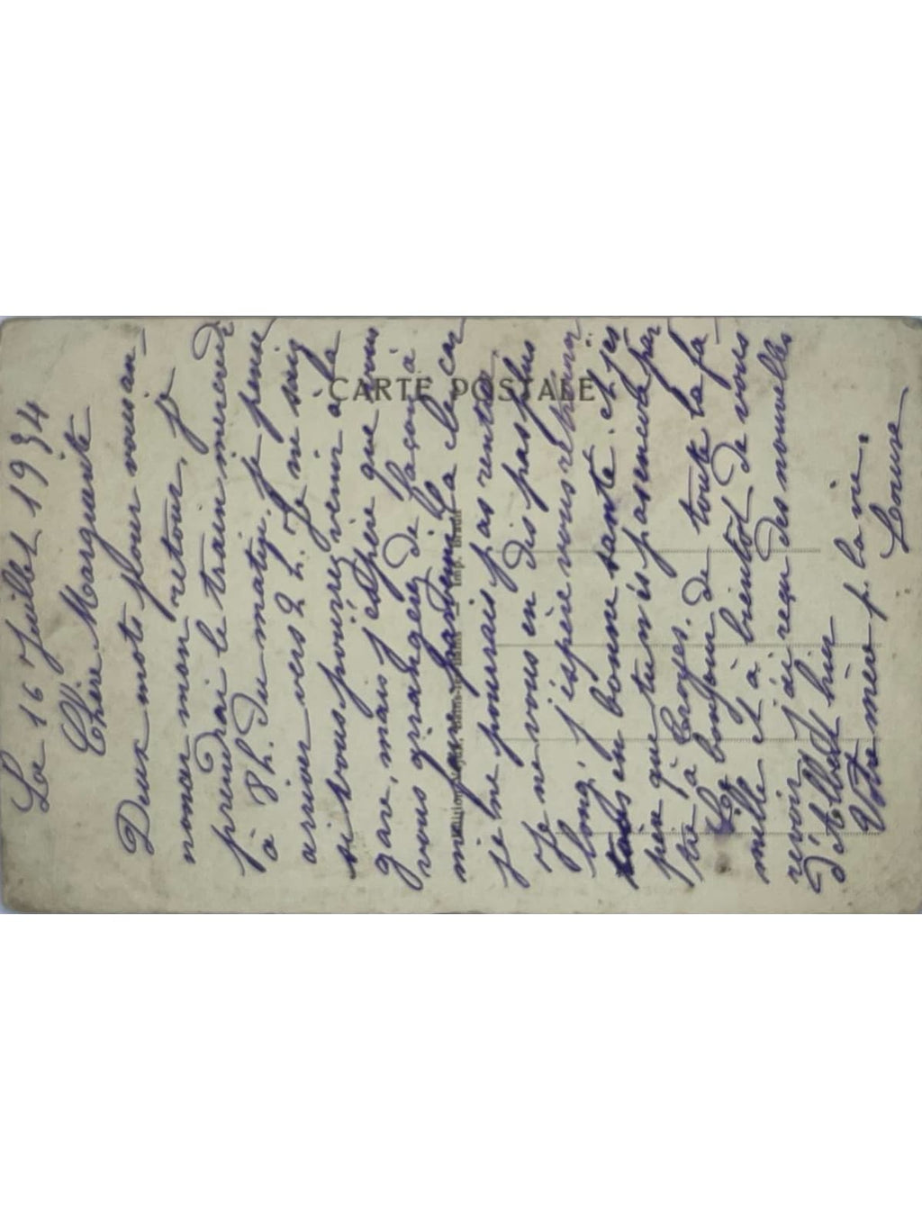 Verso de la carte postale
