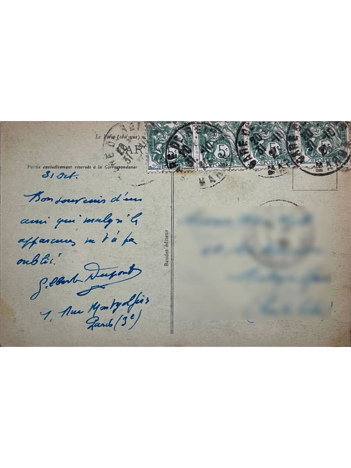 Verso de la carte postale