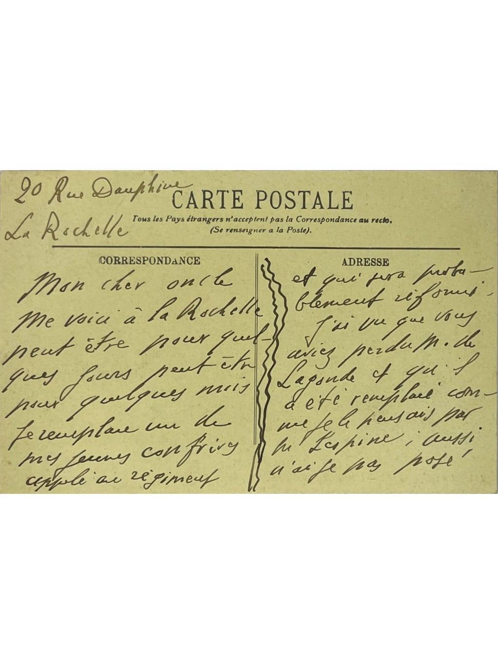 Verso de la carte postale