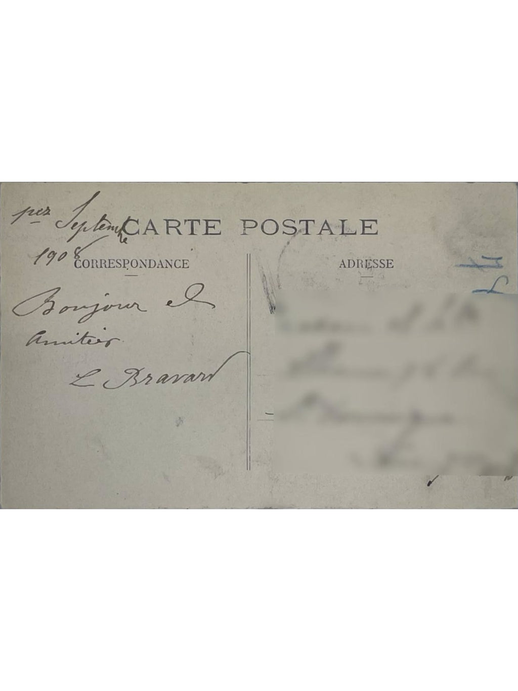 Verso de la carte postale
