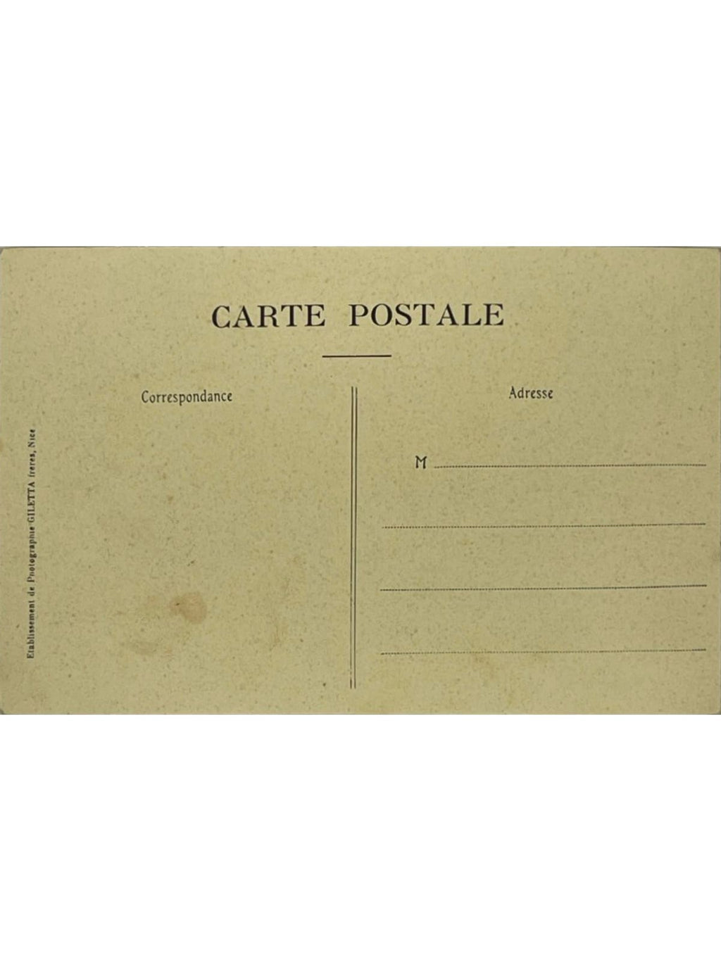 Verso de la carte postale
