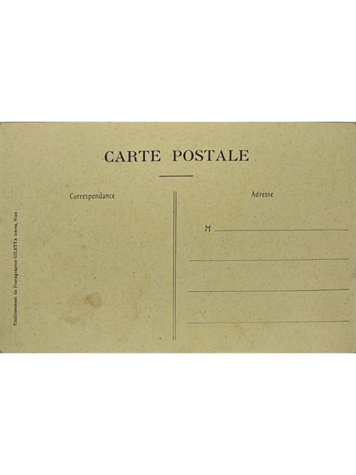 Verso de la carte postale