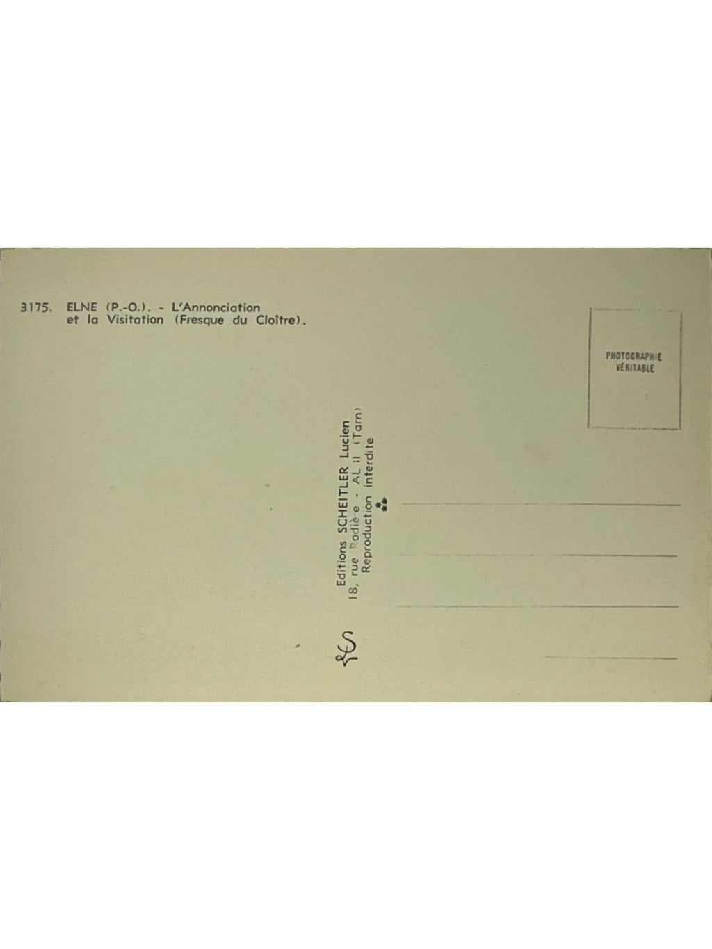 Verso de la carte postale