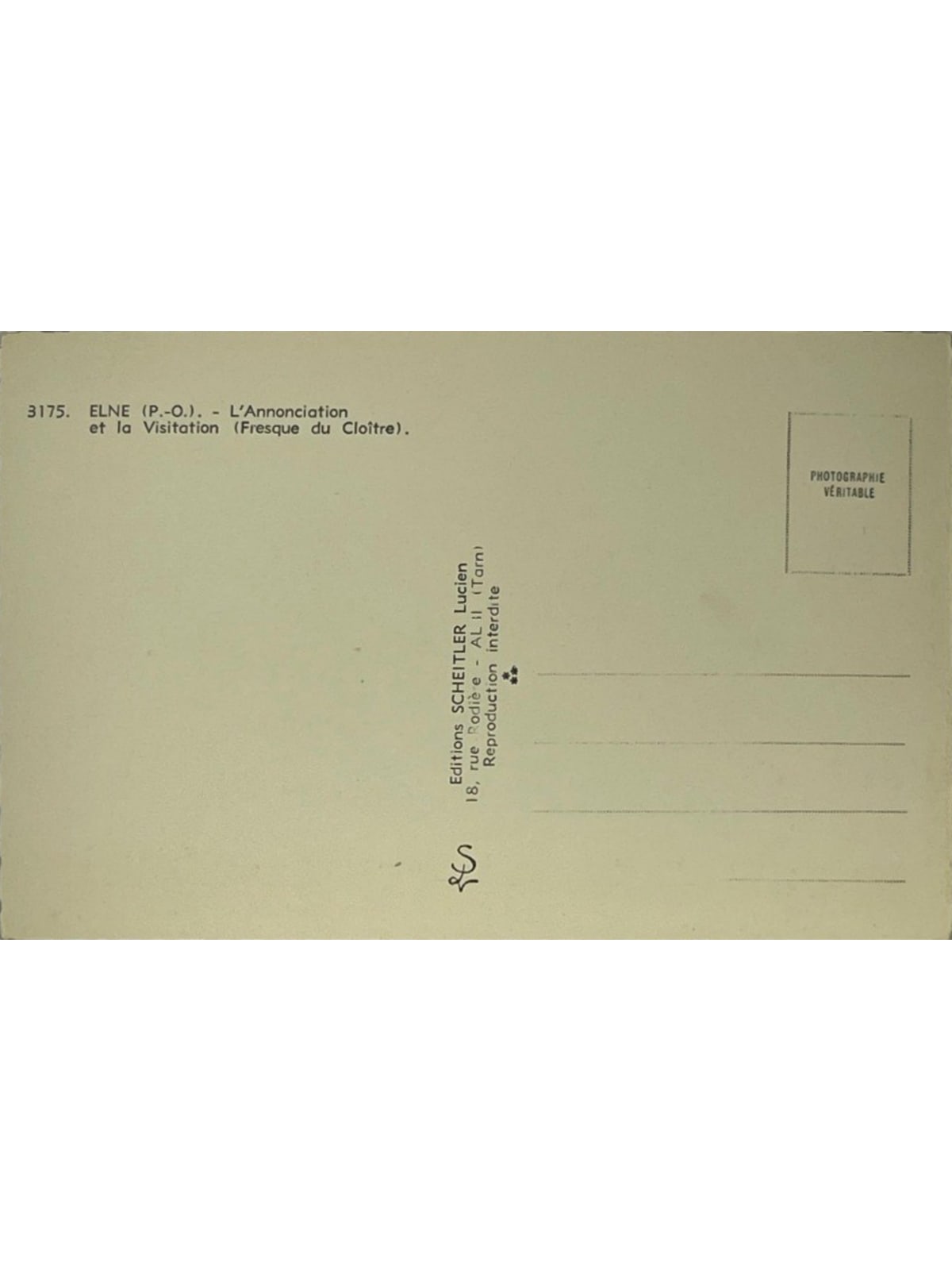 Verso de la carte postale