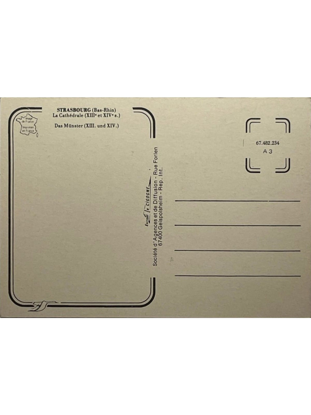 Verso de la carte postale