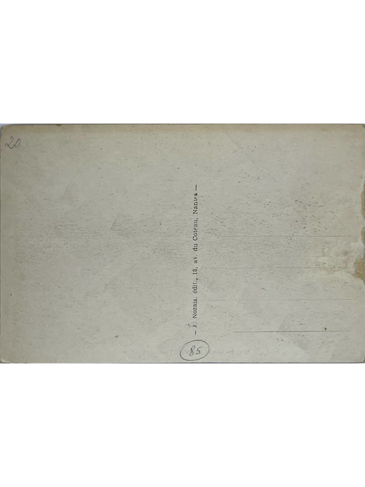 Verso de la carte postale