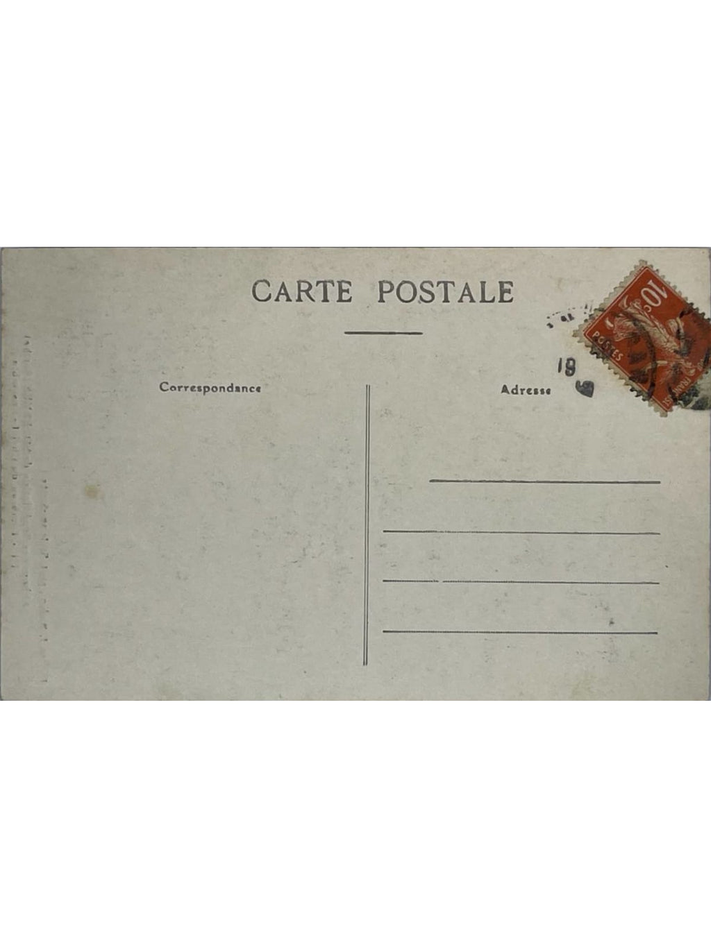 Verso de la carte postale