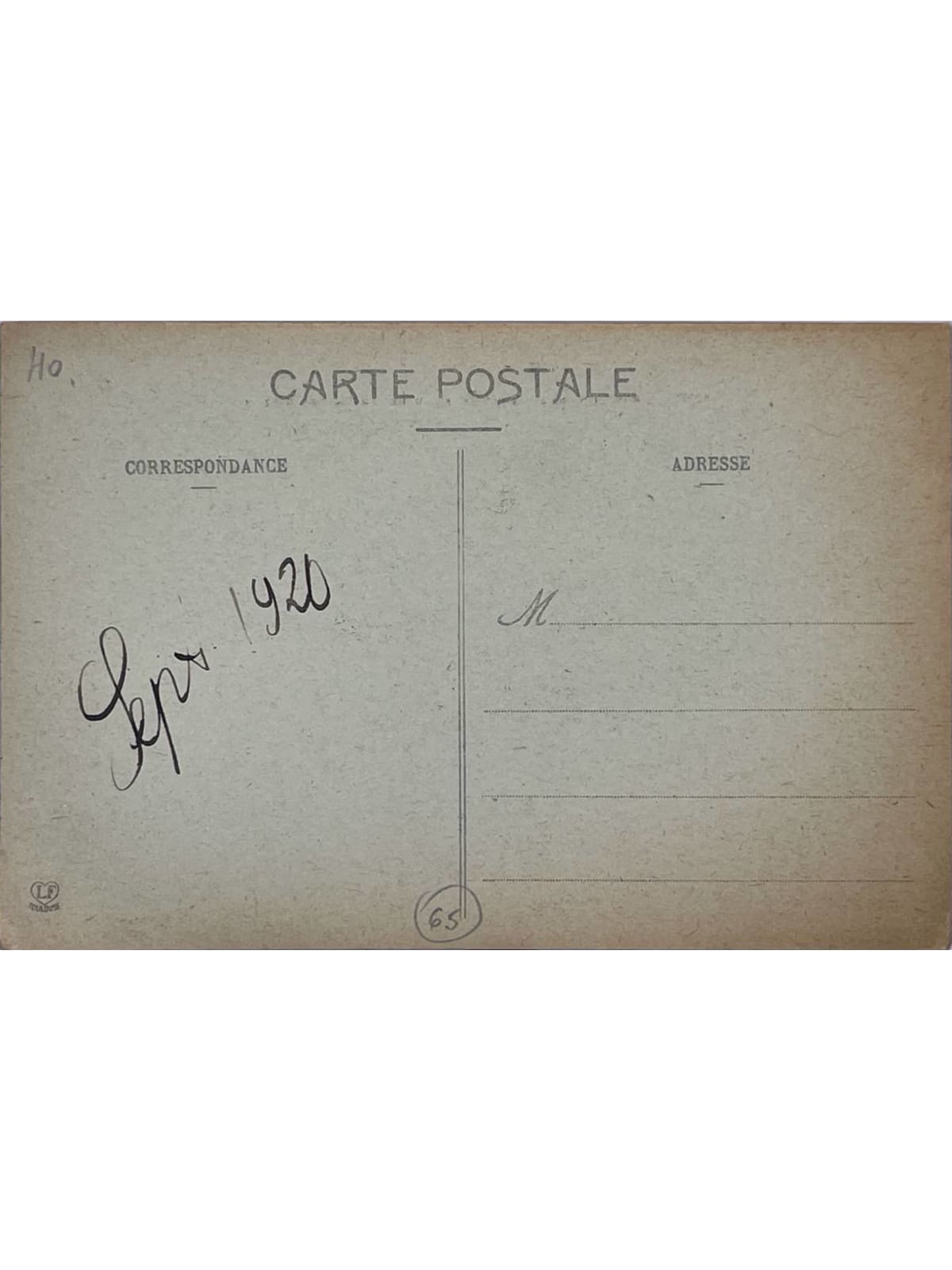 Verso de la carte postale