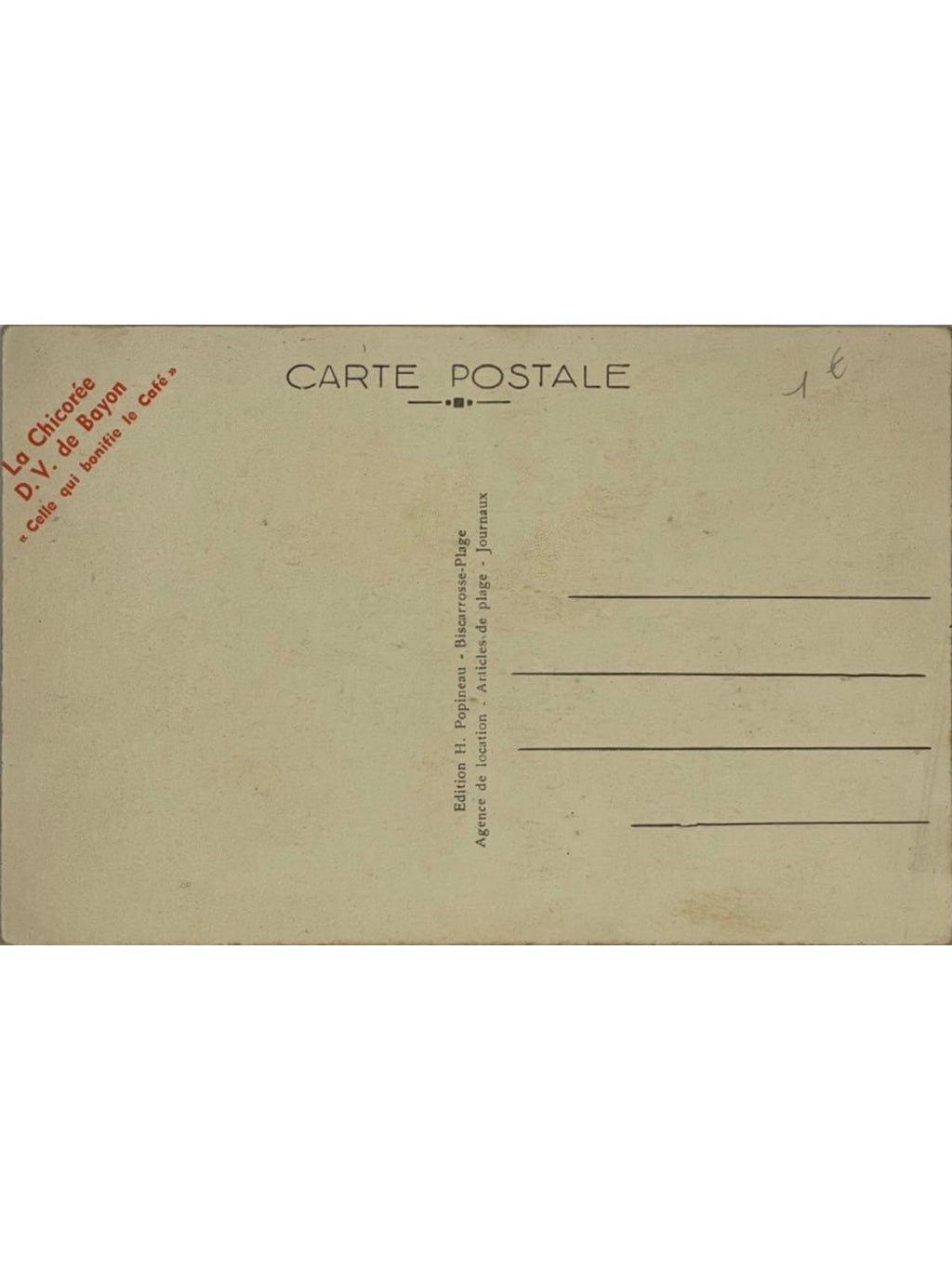 Verso de la carte postale