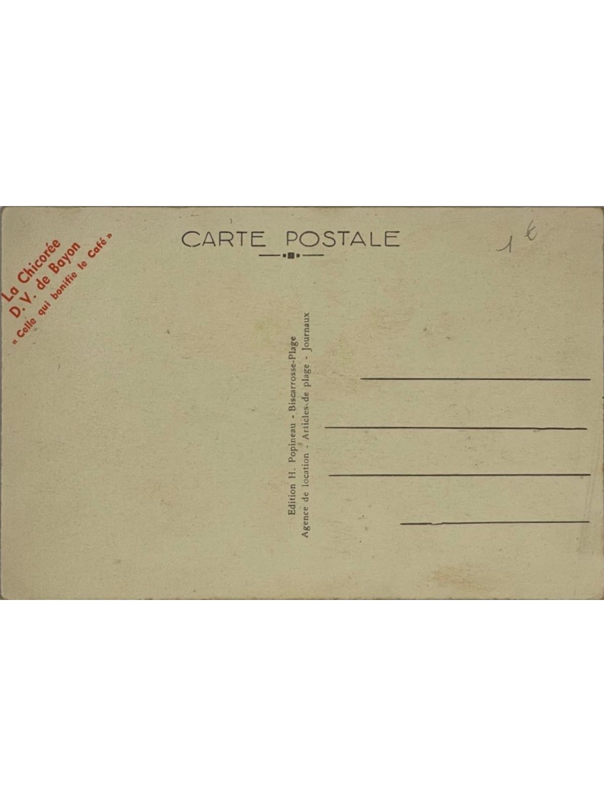 Verso de la carte postale
