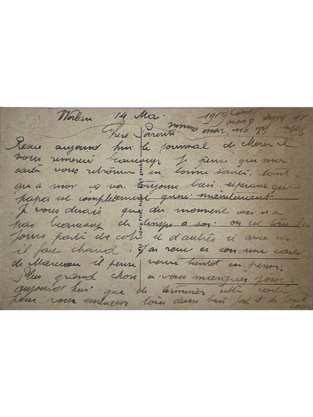 Verso de la carte postale
