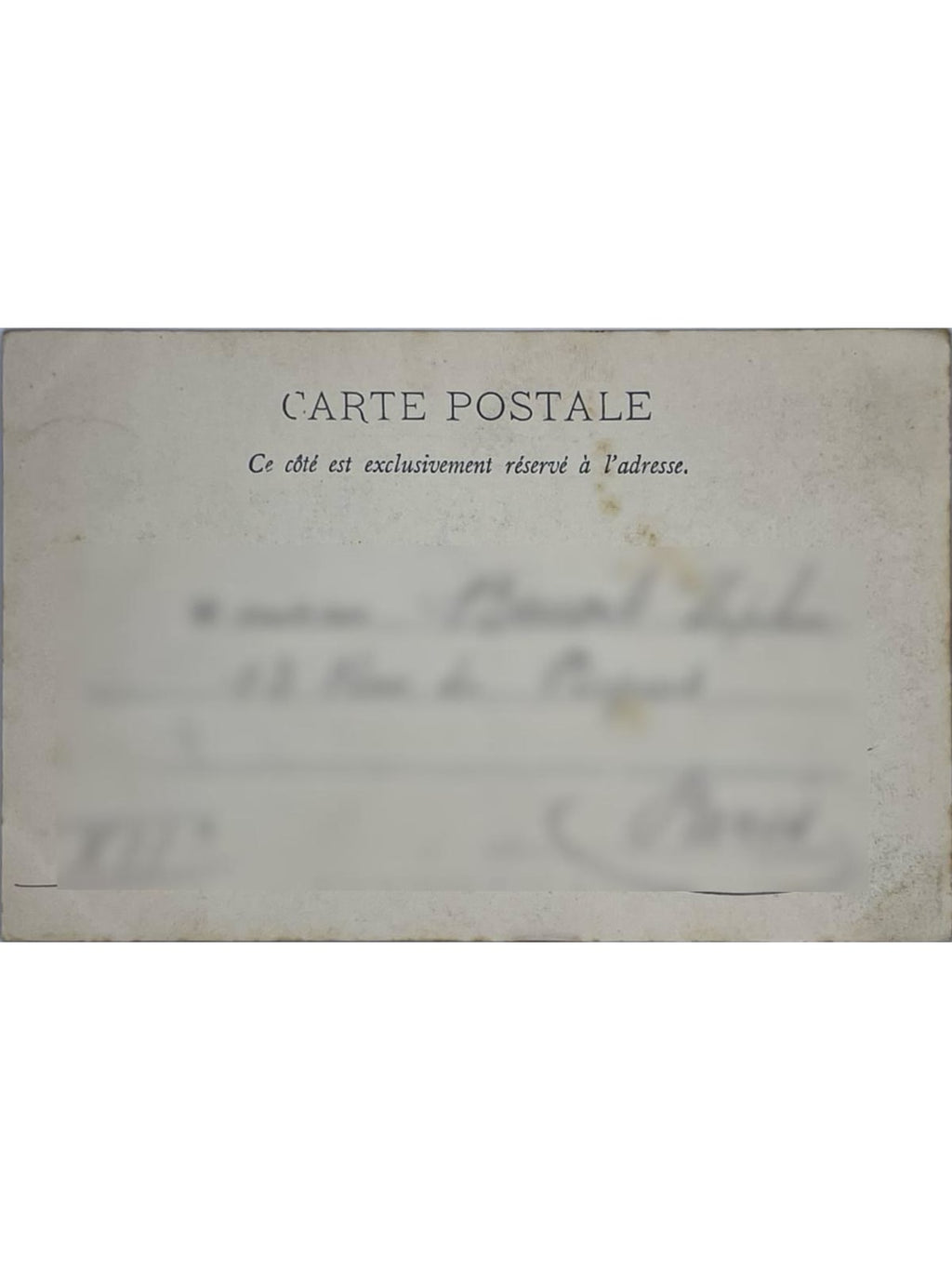 Verso de la carte postale