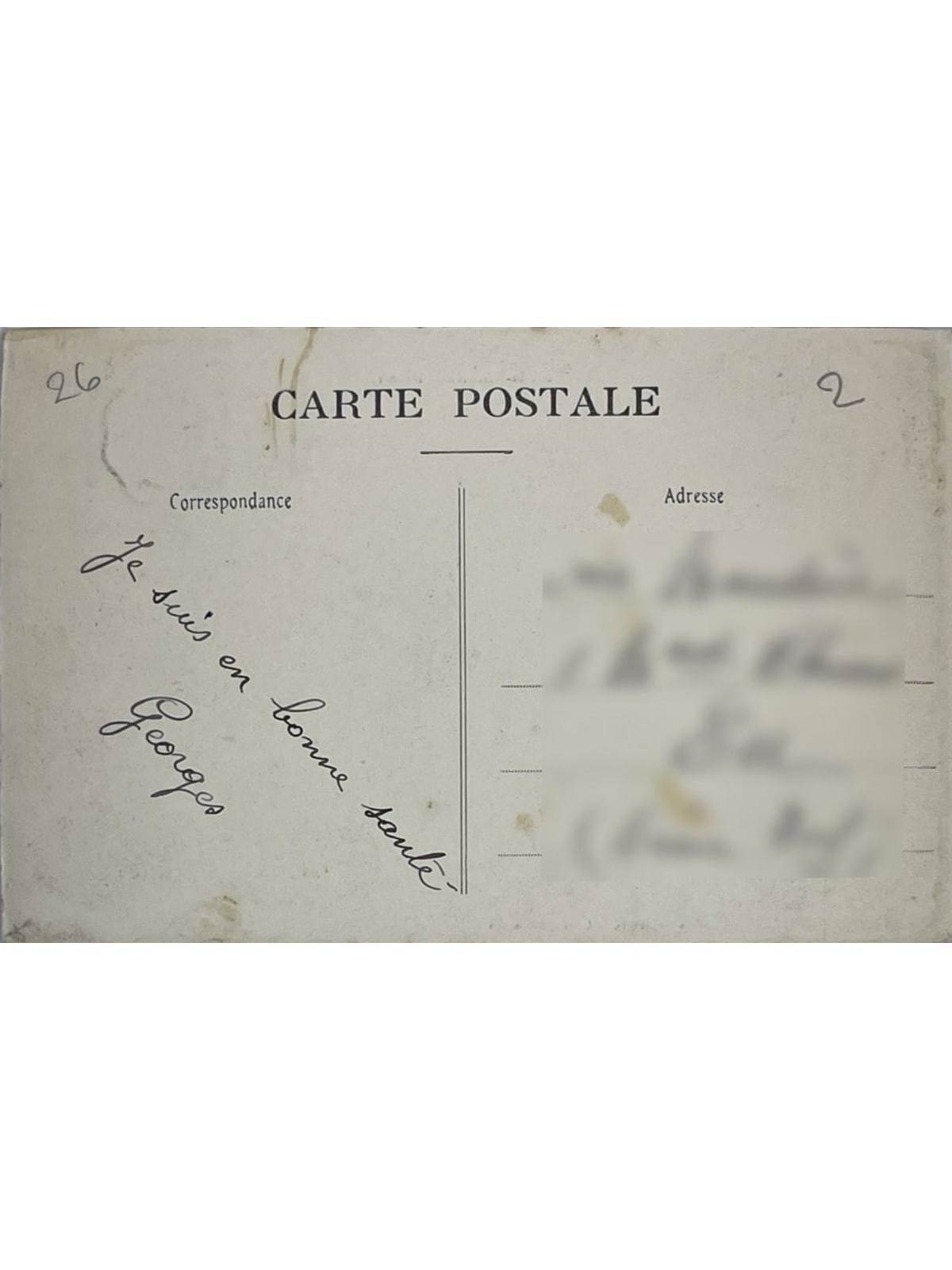 Verso de la carte postale