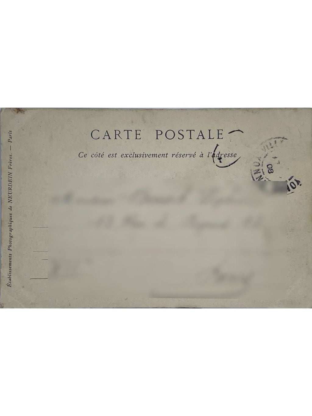 Verso de la carte postale
