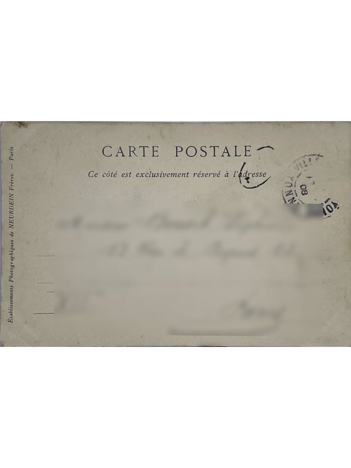 Verso de la carte postale