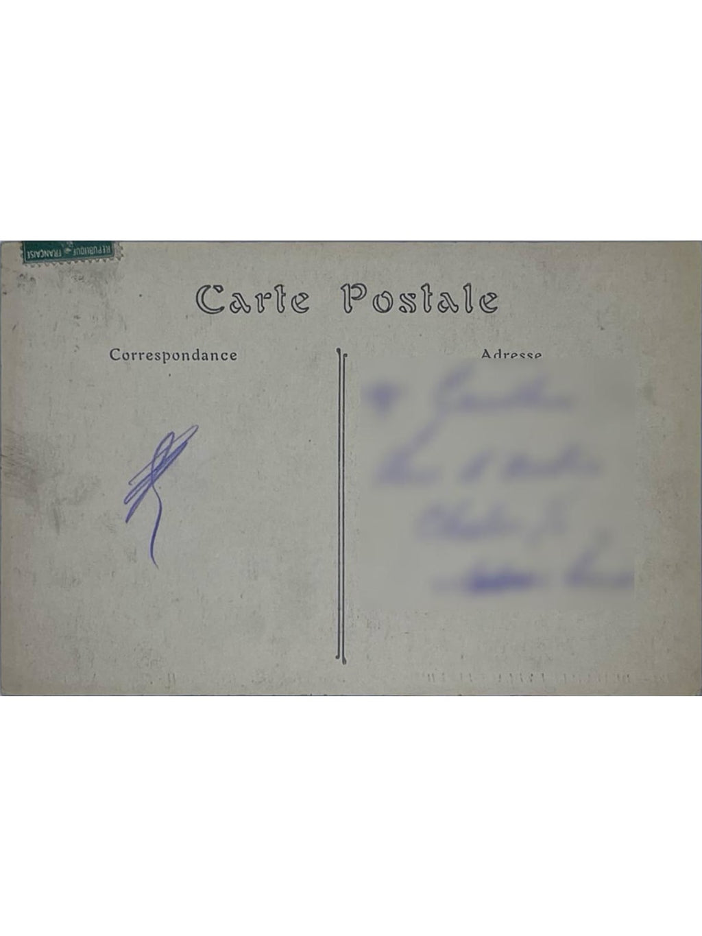 Verso de la carte postale