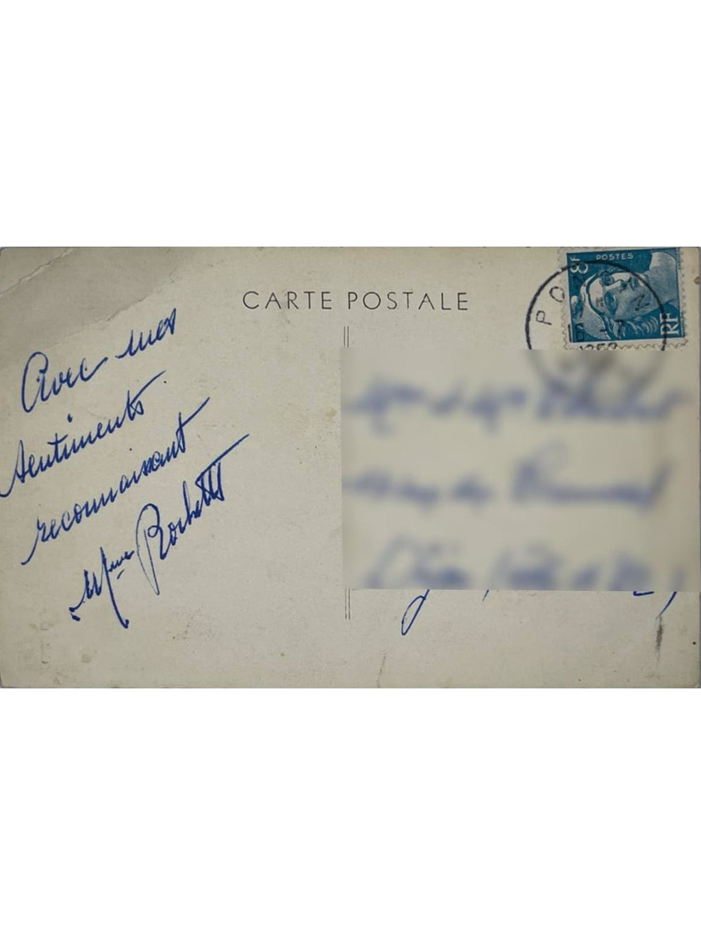 Verso de la carte postale