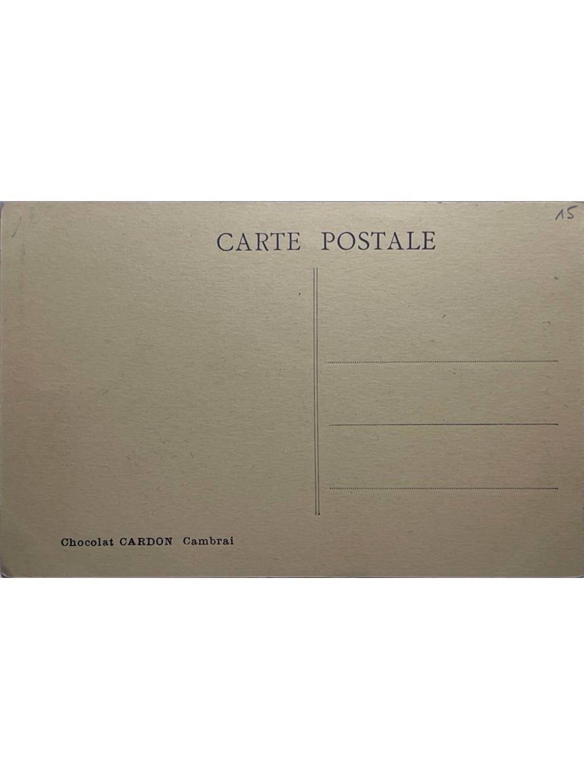 Verso de la carte postale