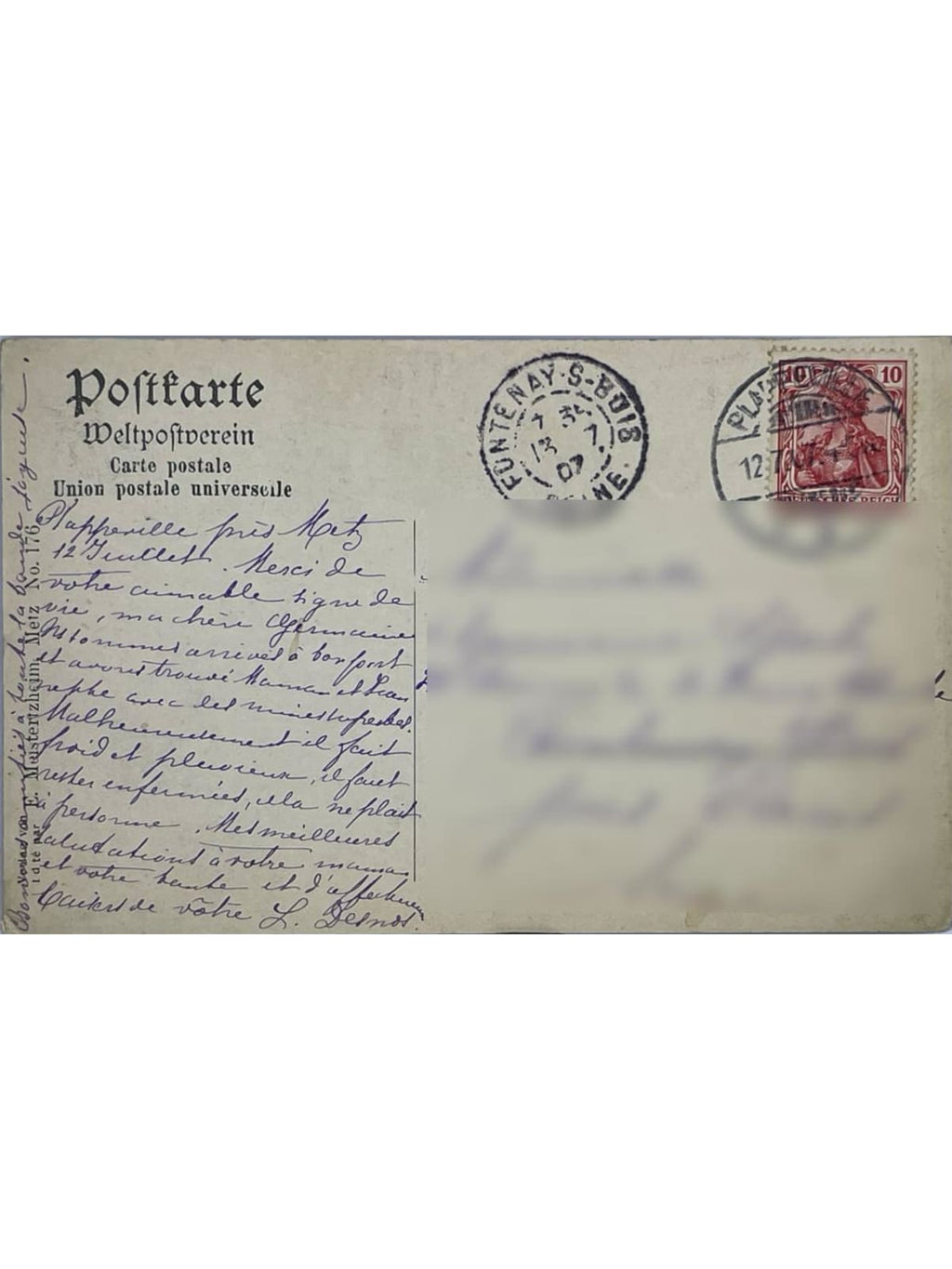 Verso de la carte postale