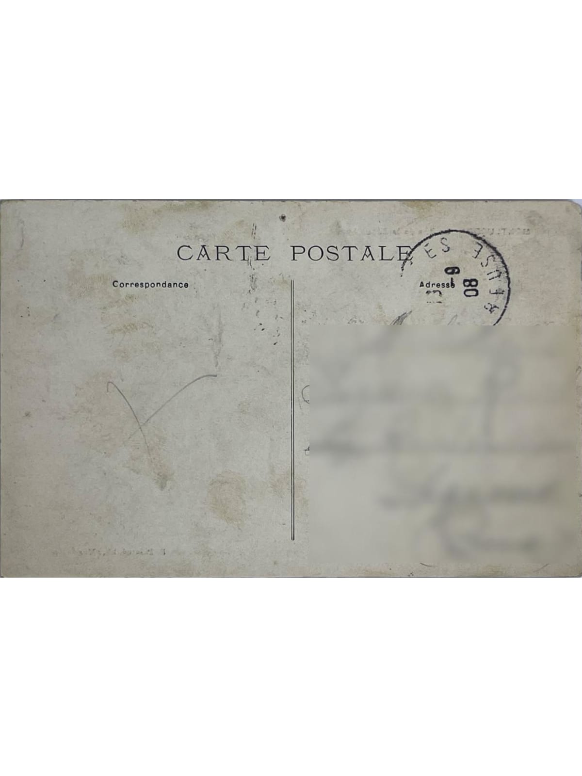 Verso de la carte postale