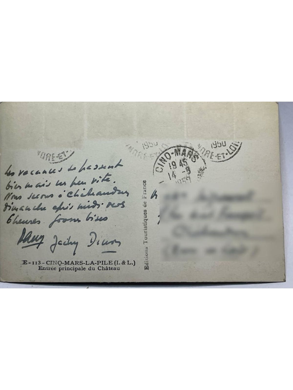 Verso de la carte postale