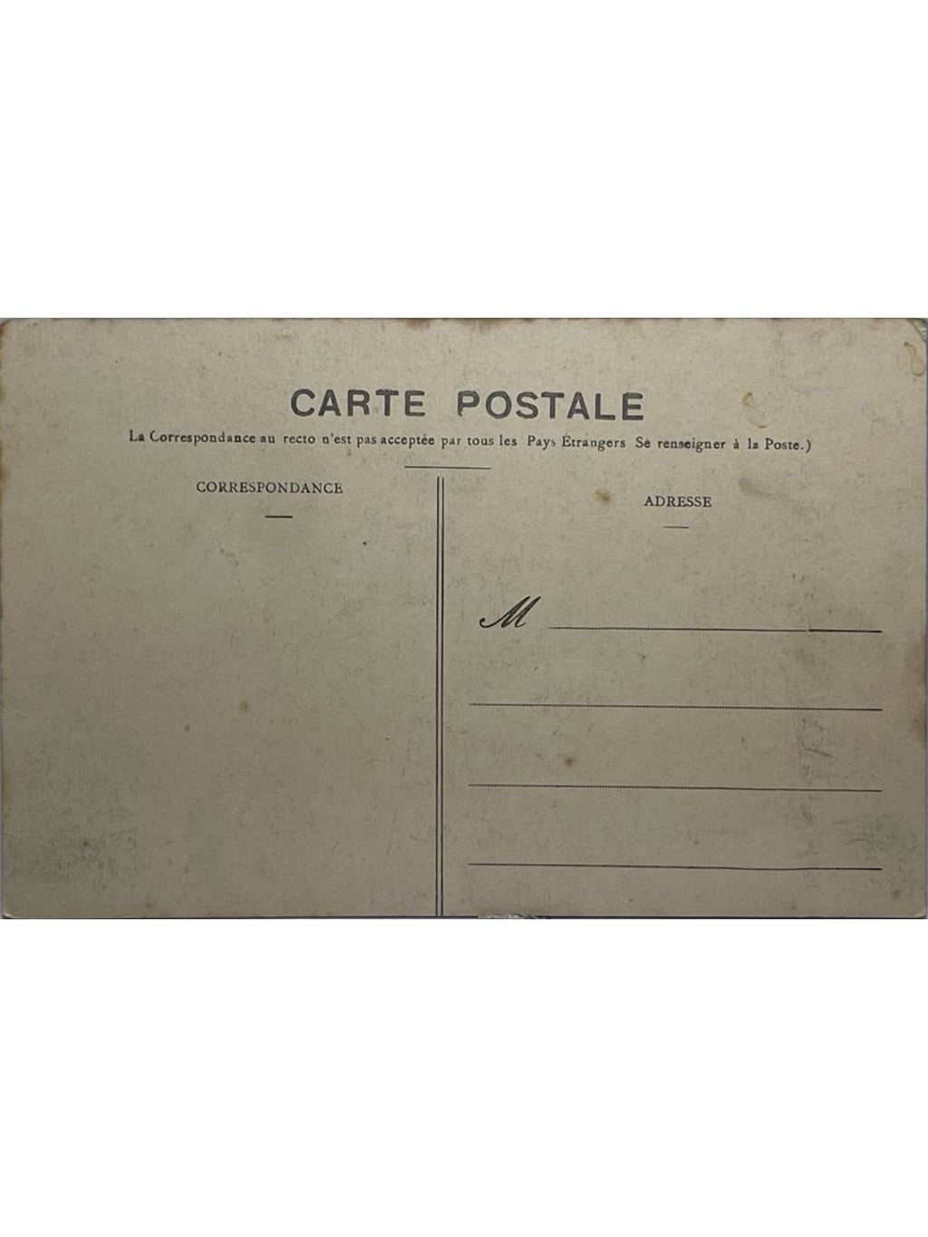 Verso de la carte postale
