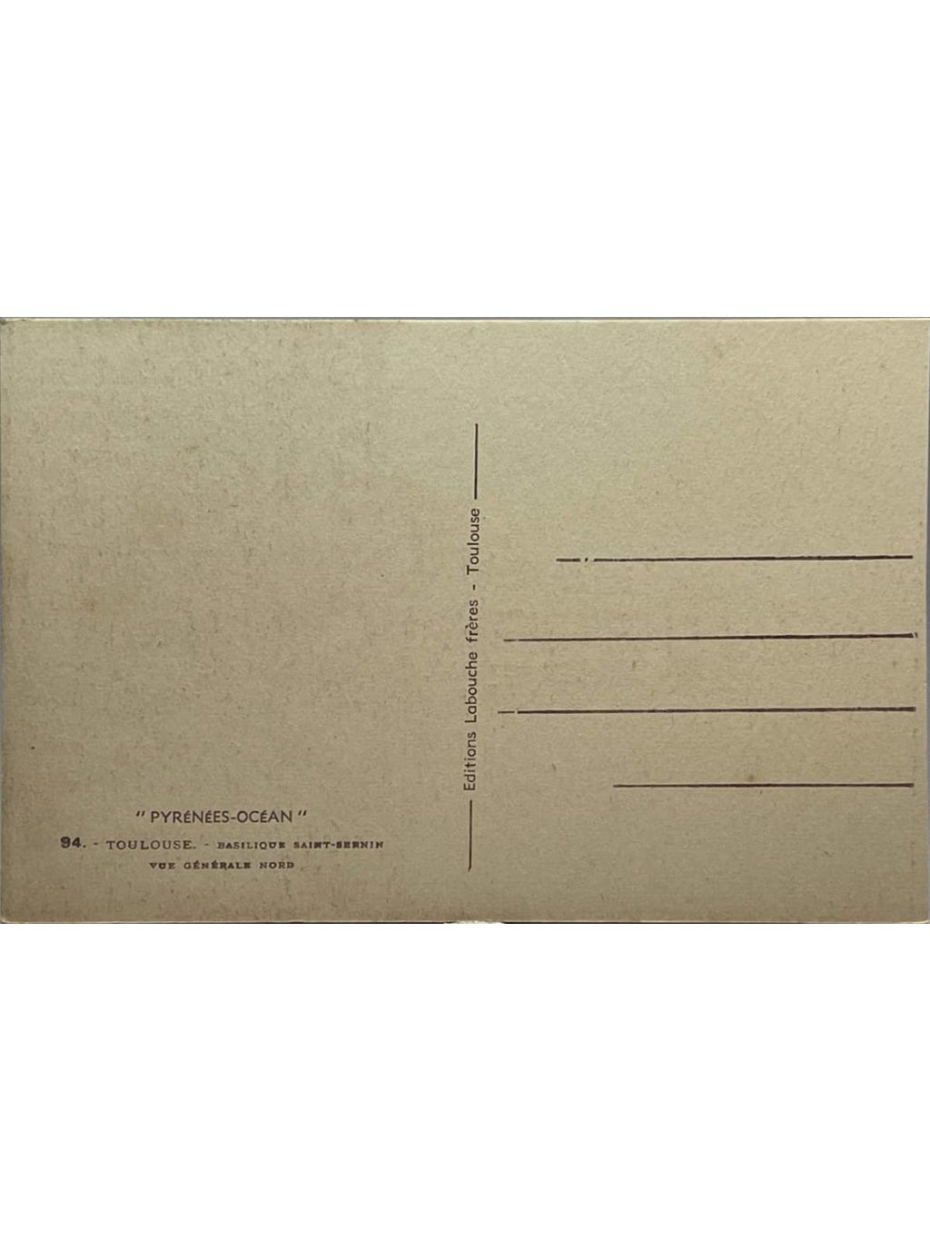 Verso de la carte postale