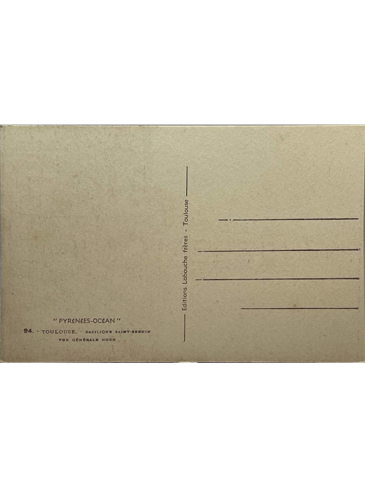 Verso de la carte postale